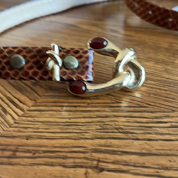 Salena’sCollection 🍁brownSnake leather&natural Hessonite garnet stones buckle🔥 - Picture 3 of 5
